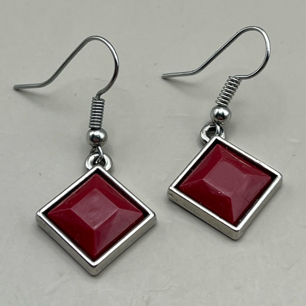 Elegant Red and Silver Dangle Earrings